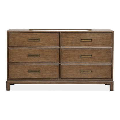 Ridgefield Russet Double Drawer Dresser With Landscape Mirror
