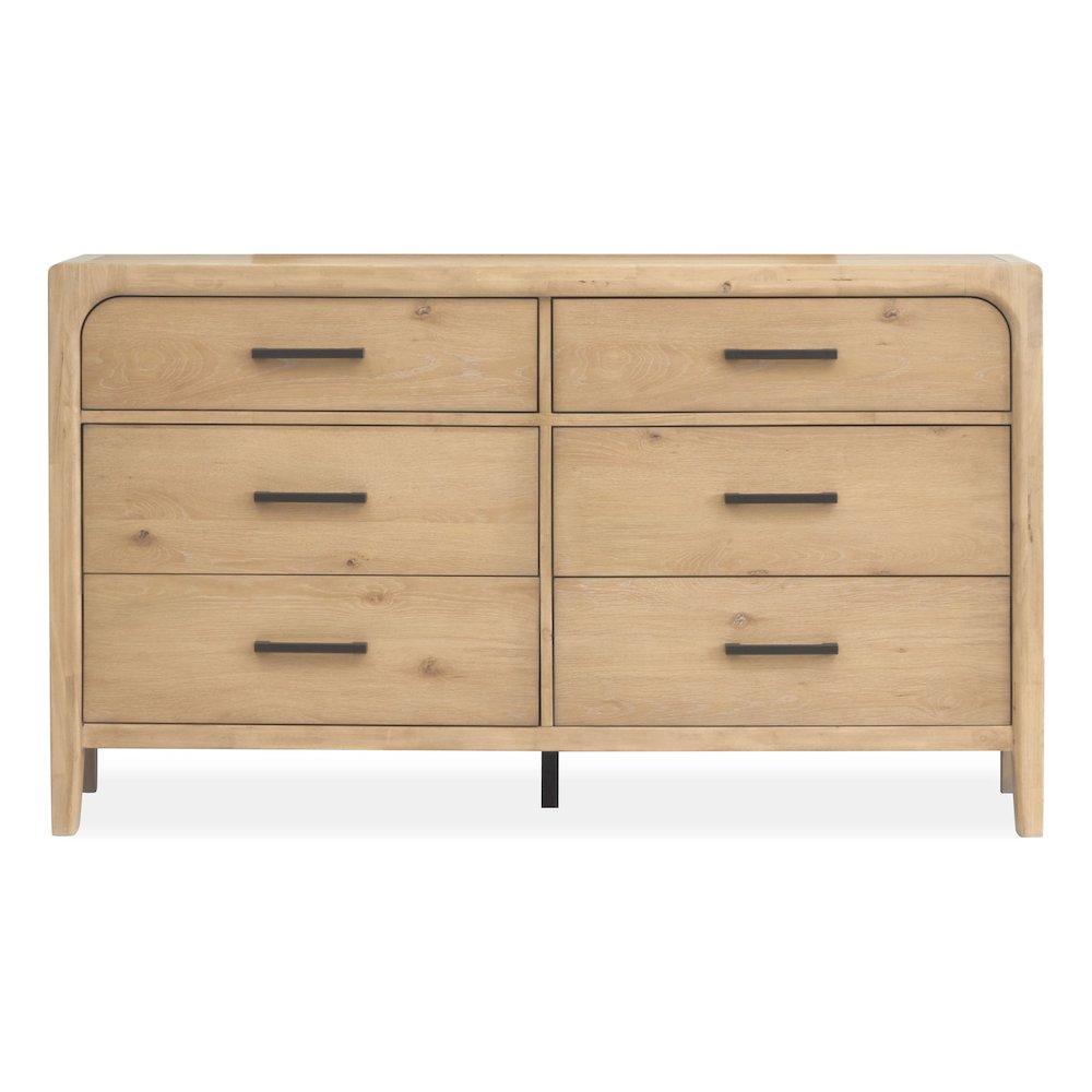 Somerset Butternut Double Drawer Dresser With Landscape Mirror
