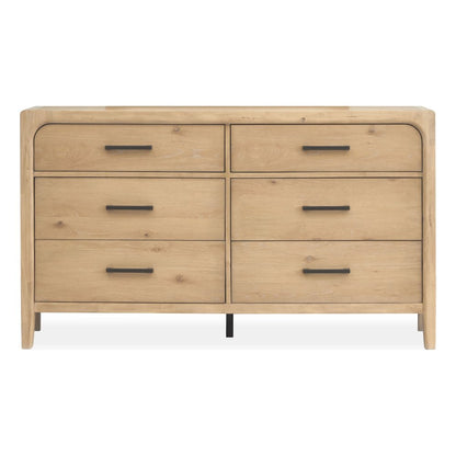 Somerset Butternut Double Drawer Dresser With Landscape Mirror