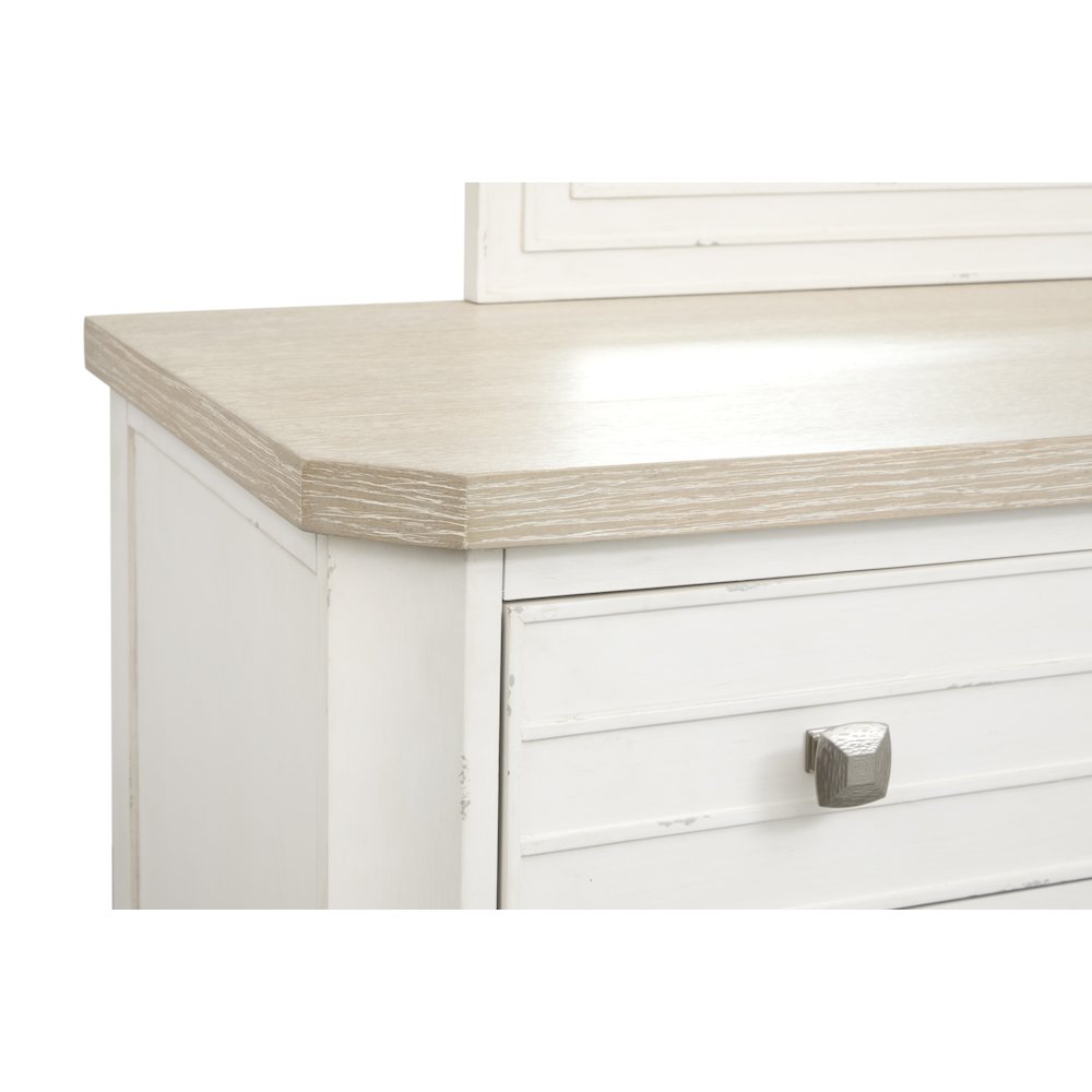 Echo Isles Sea Pearl And Driftwood Double Drawer Dresser With Landscape Mirror