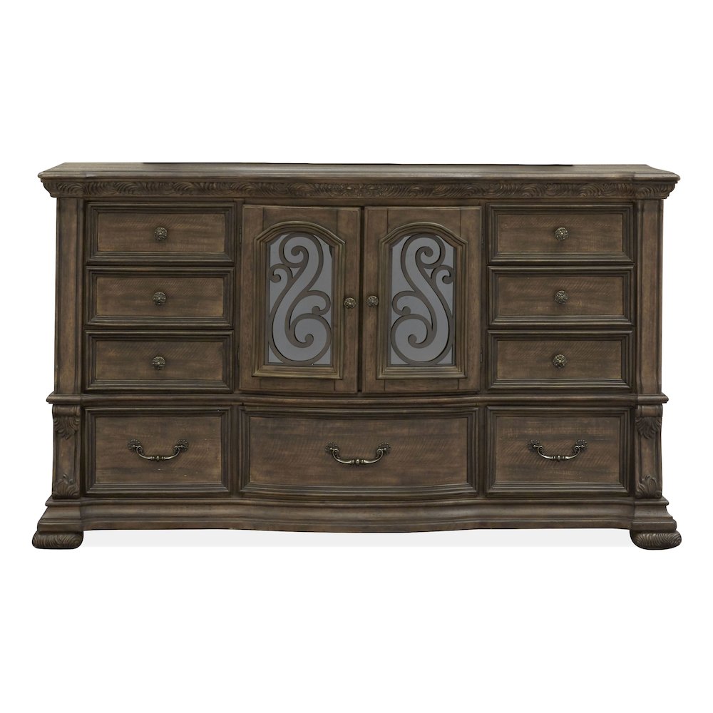 Durango Willadeene Brown Drawer Dresser With Shaped Mirror