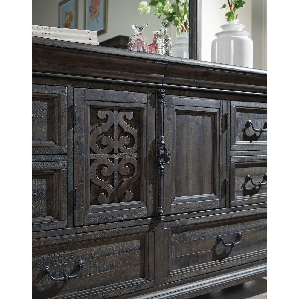 Bellamy Peppercorn Drawer Dresser With Shaped Mirror