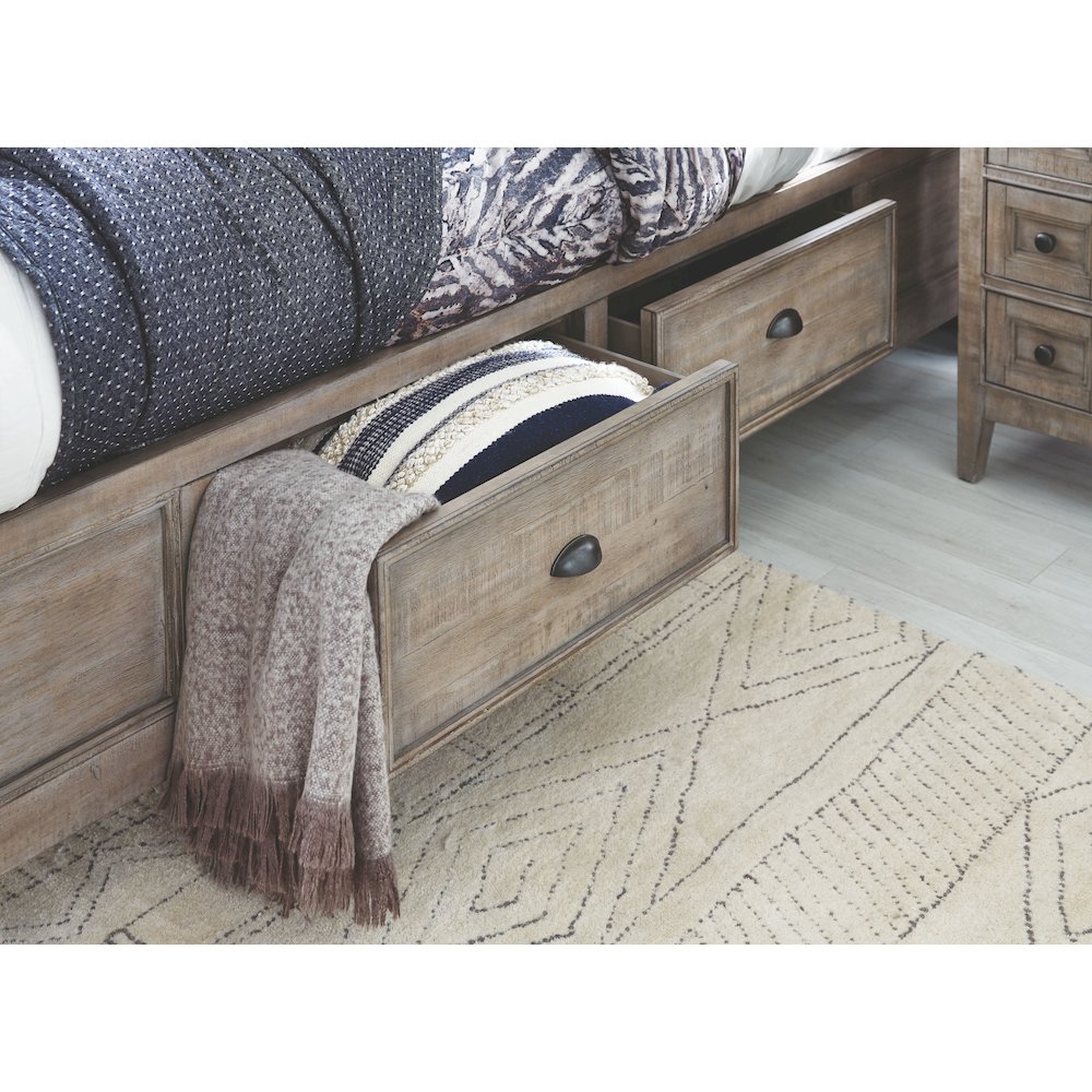 Paxton Place Dovetail Grey King Panel Storage Bed