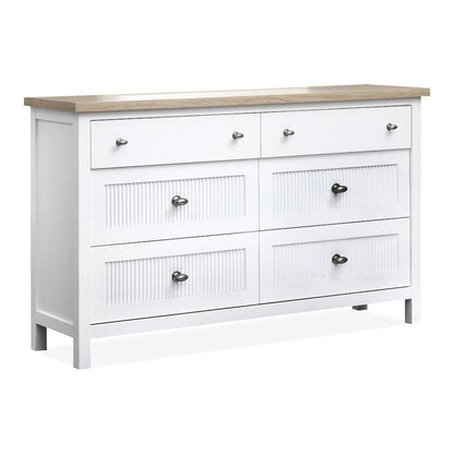 Windmill Harbour White Whisp And Sand Double Drawer Dresser With Portrait Mirror