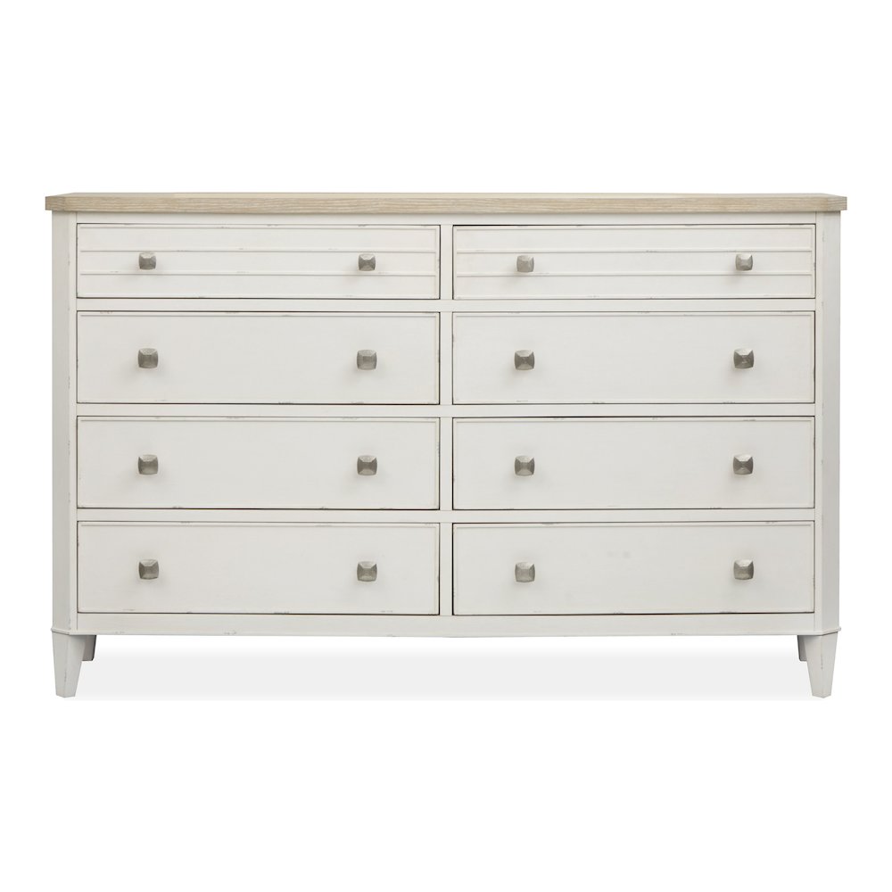 Echo Isles Sea Pearl And Driftwood Double Drawer Dresser With Landscape Mirror