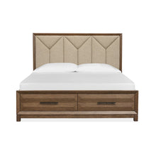 Callisto Bourbon Brown King Upholstered Panel Storage Bed