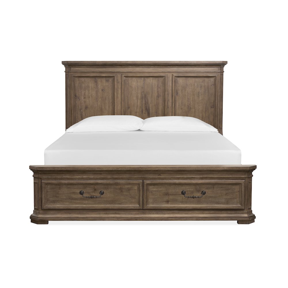 Adler Court Florentine Walnut King Panel Storage Bed