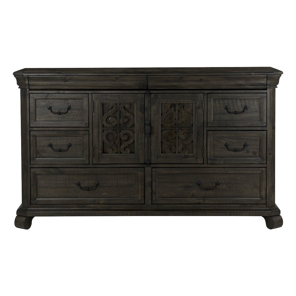 Bellamy Peppercorn Drawer Dresser With Landscape Mirror