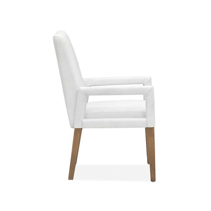 Lindon Belgian Wheat White Upholstered Arm Chair Two Pack