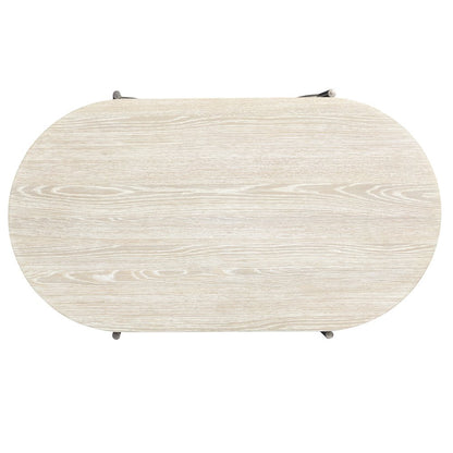Edgecomb Grey And Weathered Antique Nickel Oval Cocktail Table With 2 Ottomans