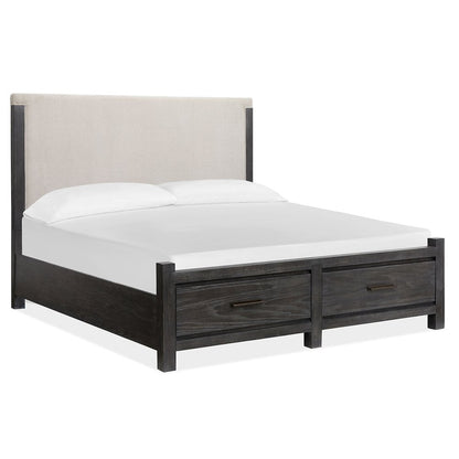 Plum Creek Ravenwood Black King Upholstered Panel Storage Bed