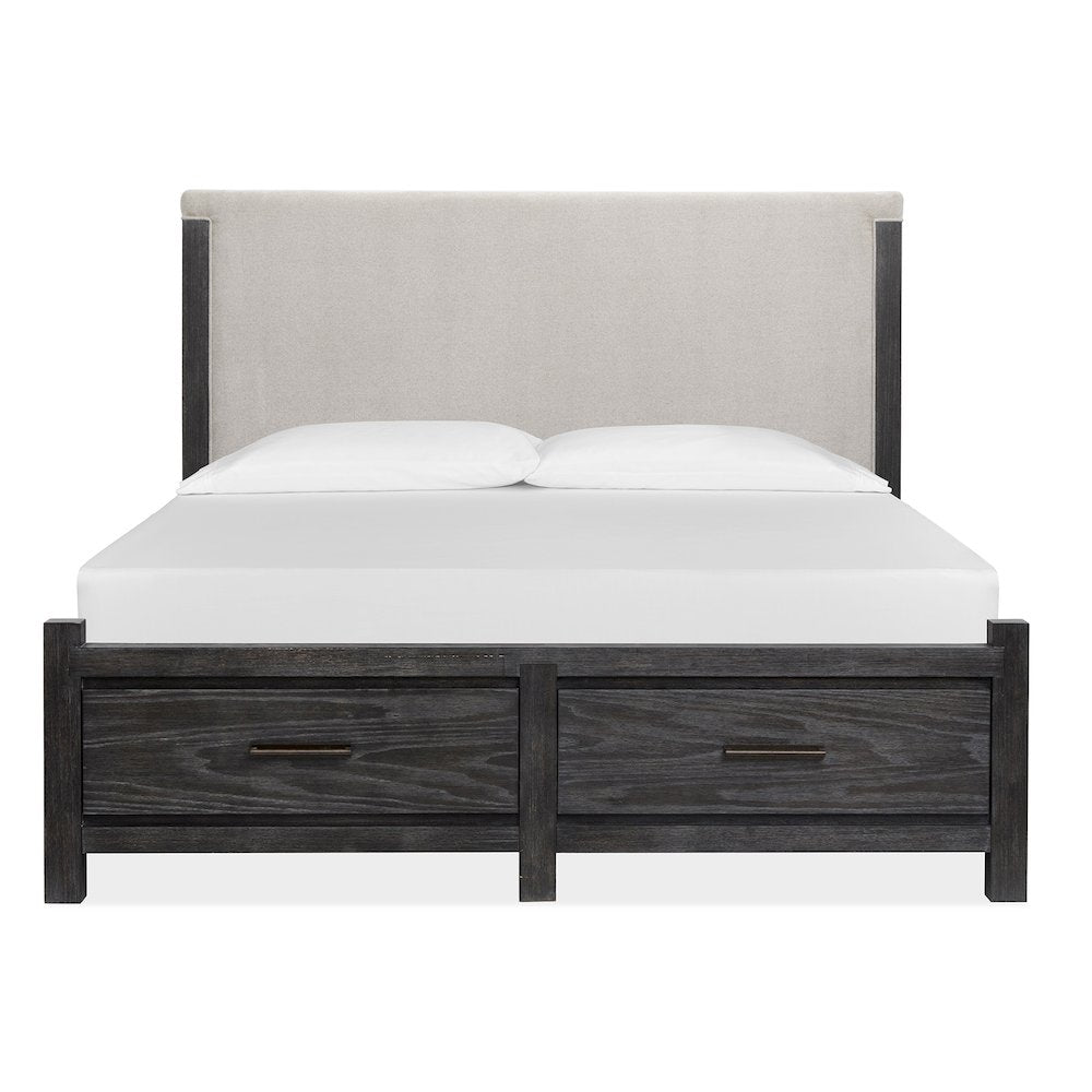 Plum Creek Ravenwood Black California King Upholstered Panel Storage Bed
