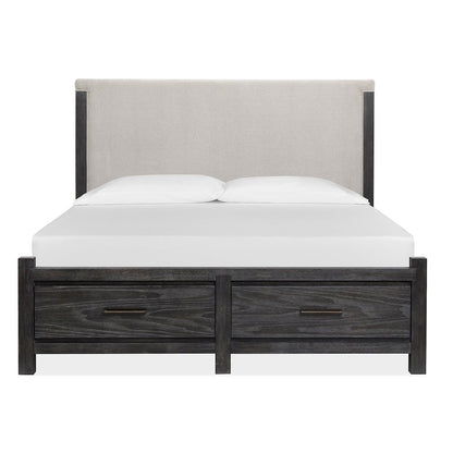 Plum Creek Ravenwood Black California King Upholstered Panel Storage Bed