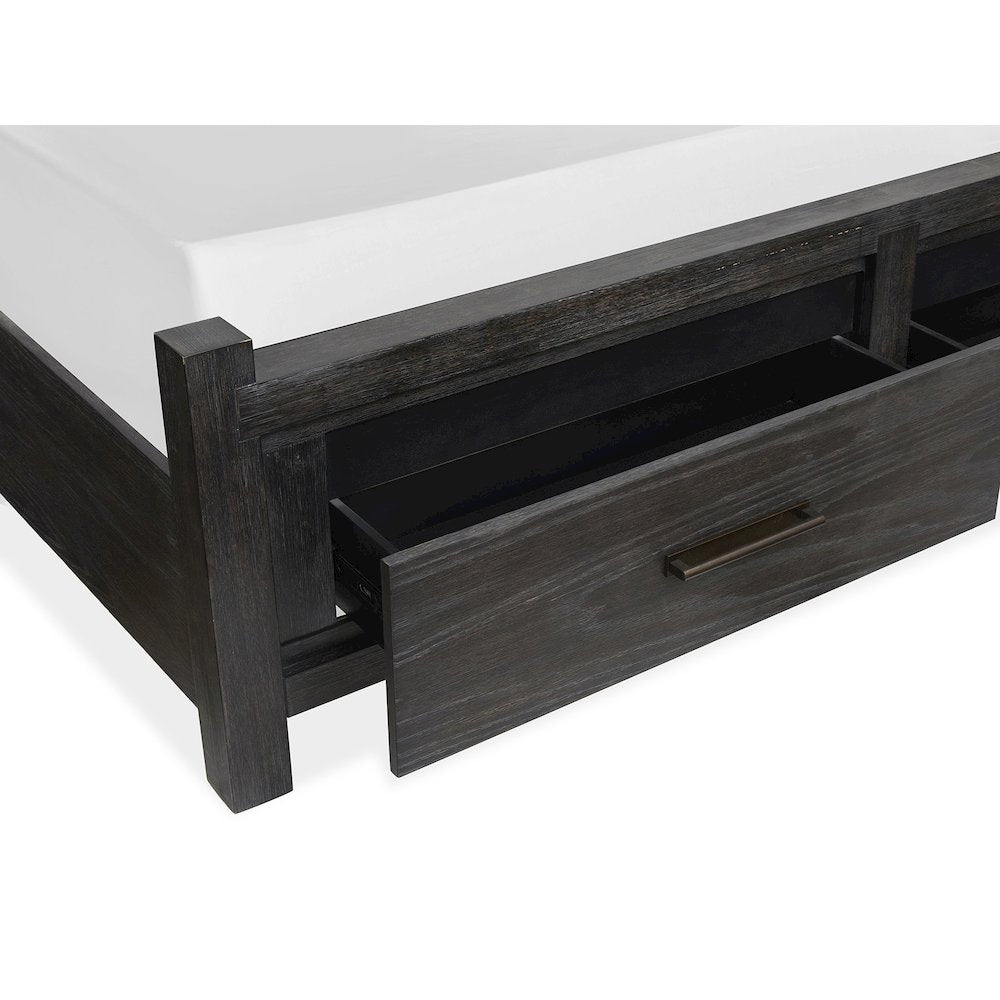 Plum Creek Ravenwood Black California King Upholstered Panel Storage Bed