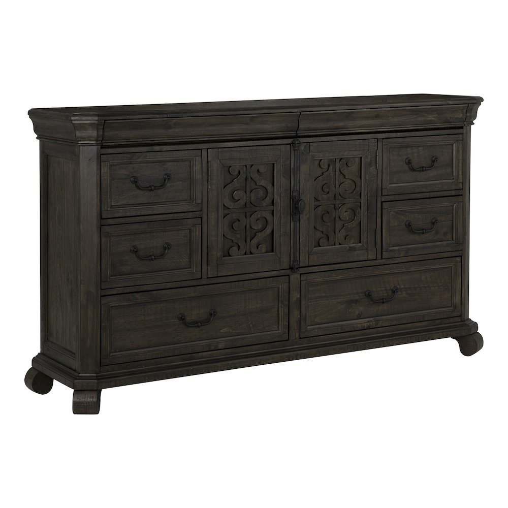 Bellamy Peppercorn Drawer Dresser With Shaped Mirror
