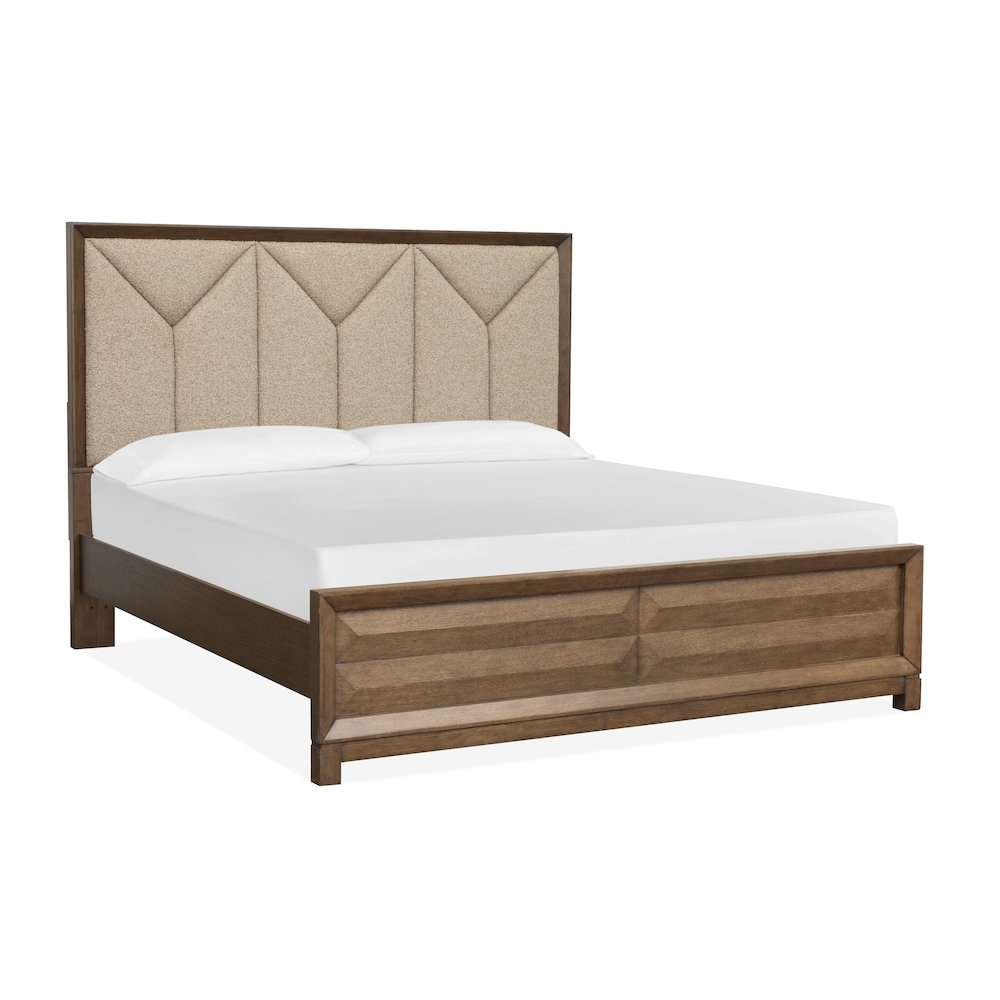 Callisto Bourbon Brown King Upholstered Panel Bed