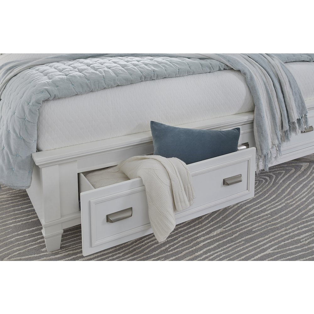 Charleston White Dove California King White Panel Storage Bed