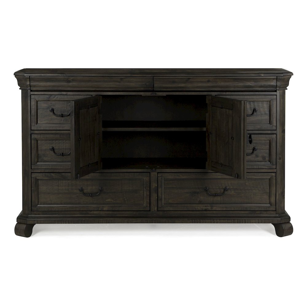 Bellamy Peppercorn Drawer Dresser With Shaped Mirror