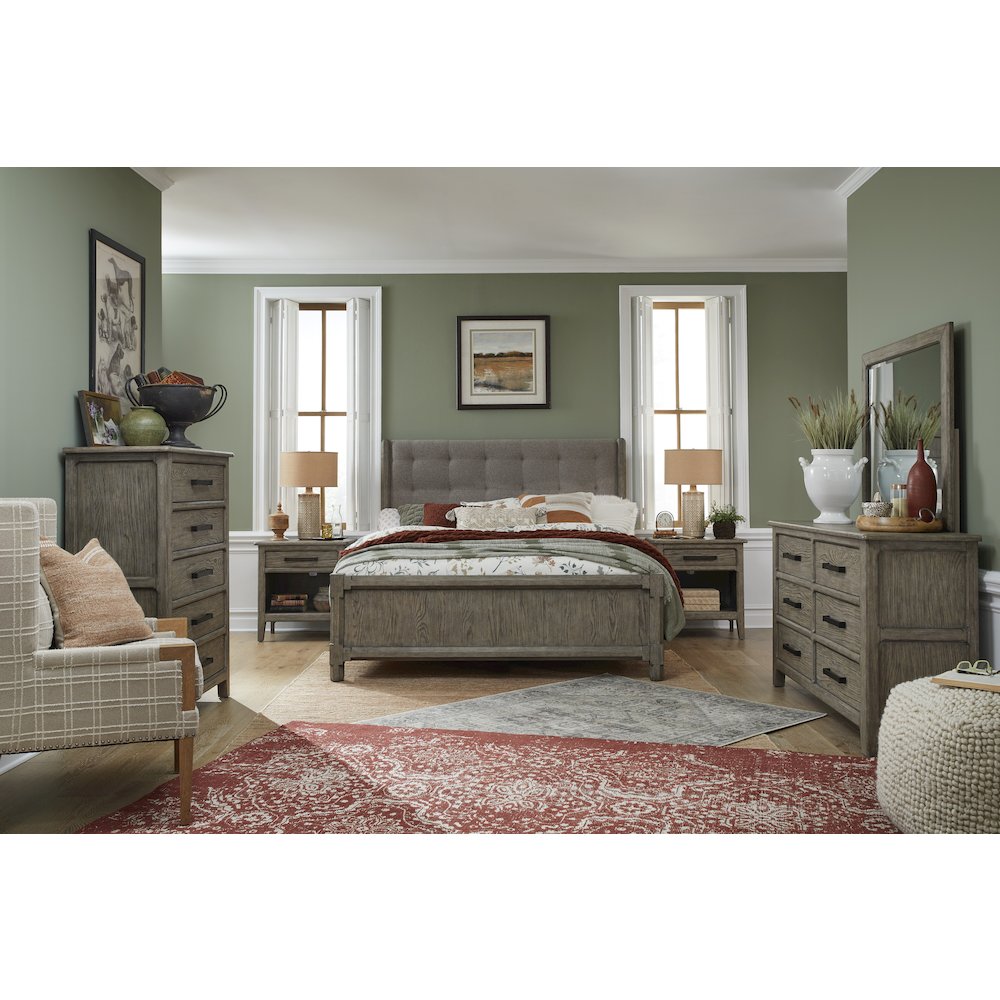 Claremont Smokey Taupe California King Upholstered Panel Bed