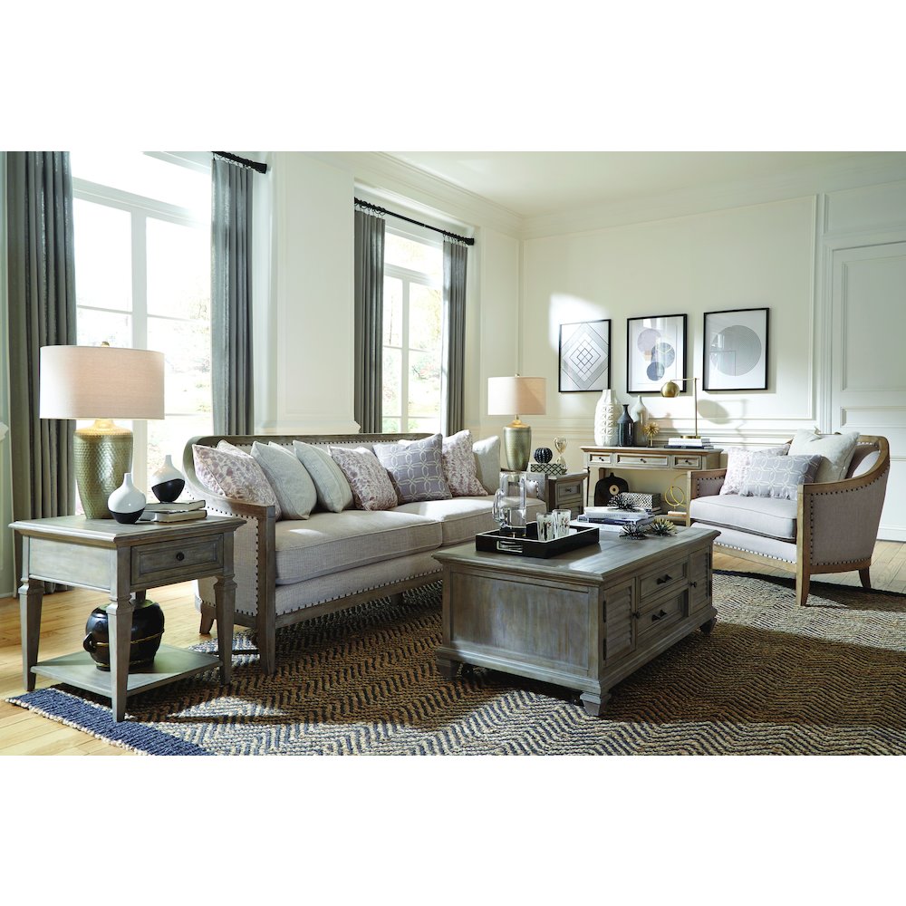 Lancaster Dovetail Grey Lift Top Storage Cocktail Table With Casters