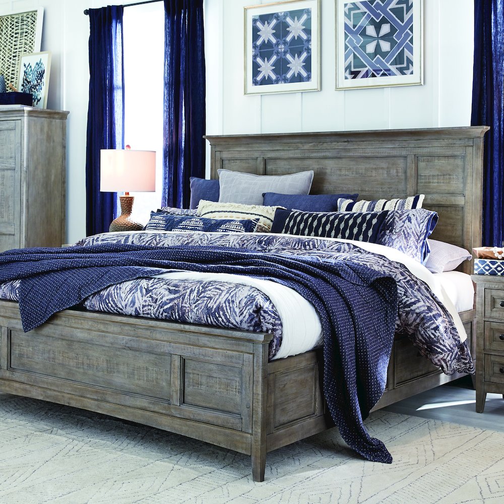 Paxton Place Dovetail Grey California King Panel Storage Bed