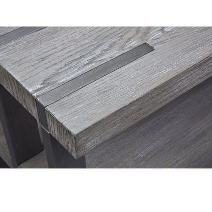 Eldridge Weathered Gravel And Satin Bronze Rectangular Sofa Table