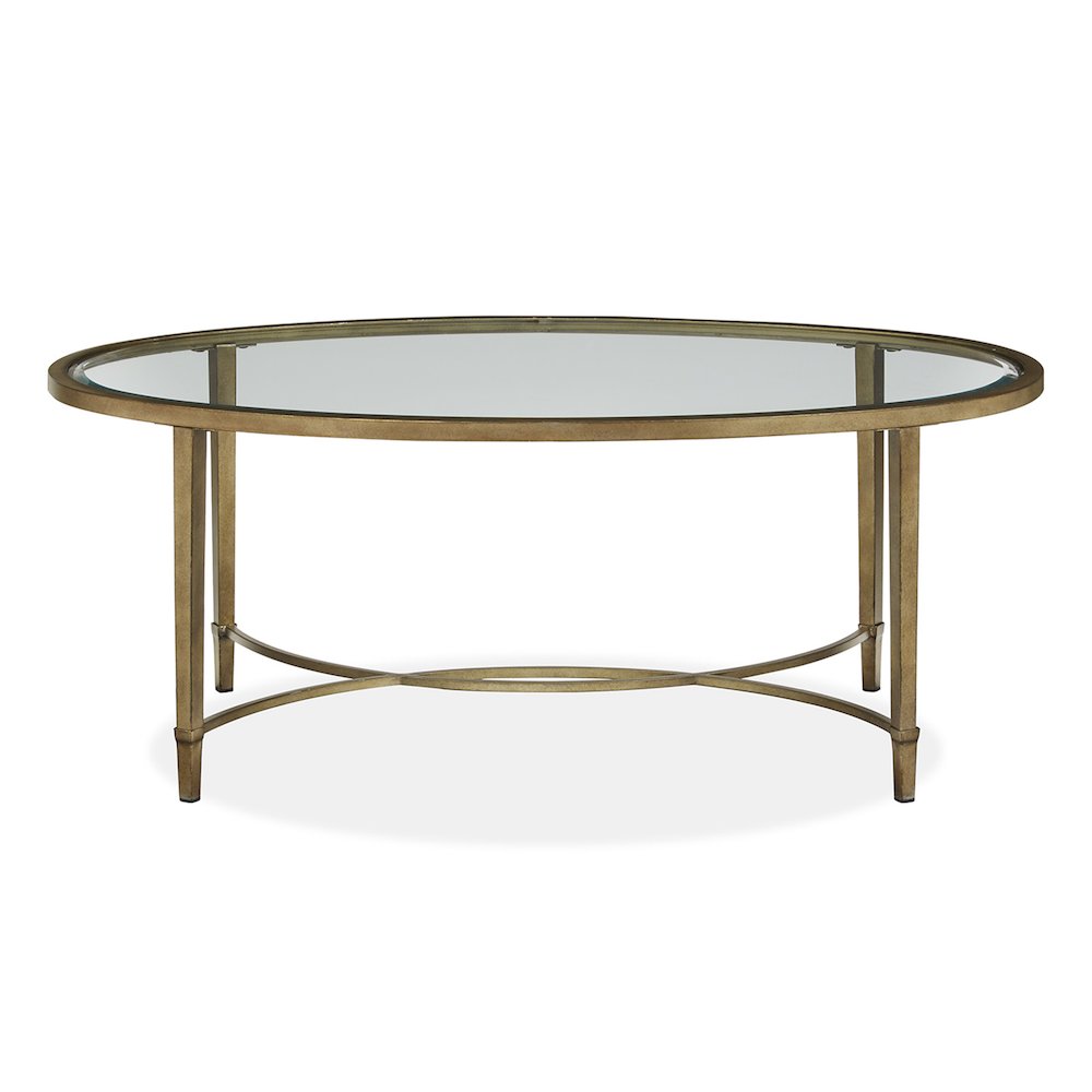 Copia Antiqued Silver With Gold Tint Oval Cocktail Table