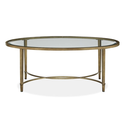 Copia Antiqued Silver With Gold Tint Oval Cocktail Table