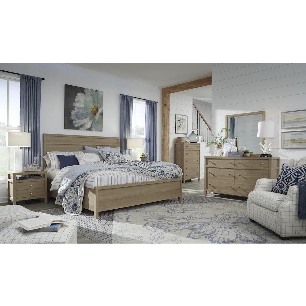 Merrifield Sandstone Beige Dresser With Portrait Mirror