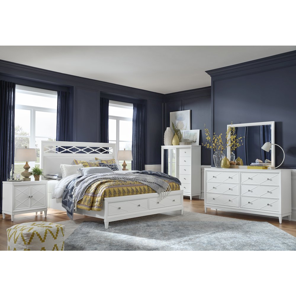 Springhouse Whisper White King Upholstered Panel Storage Bed