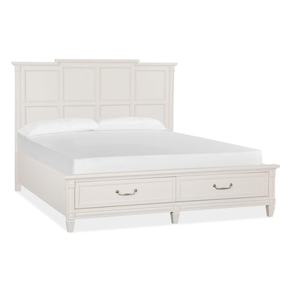 Egg Shell White With Slight Rub Through California King Panel Storage Bed