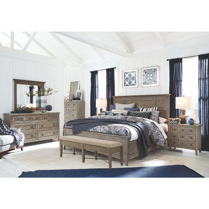 Paxton Place Dovetail Grey Drawer Dresser With Landscape Mirror