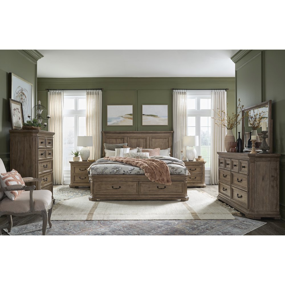 Adler Court Florentine Walnut Drawer Dresser With Landscape Mirror