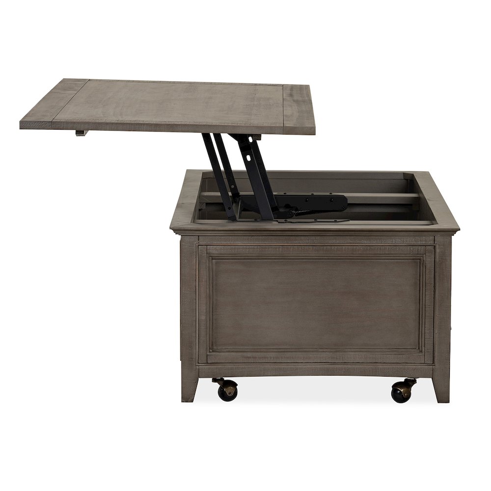 Paxton Place Dovetail Grey Lift Top Storage Cocktail Table With Casters