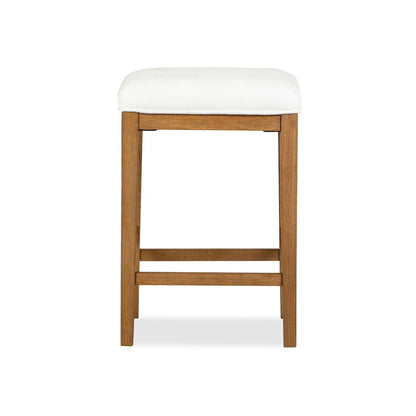 Lindon Belgian Wheat White Upholstered Stool