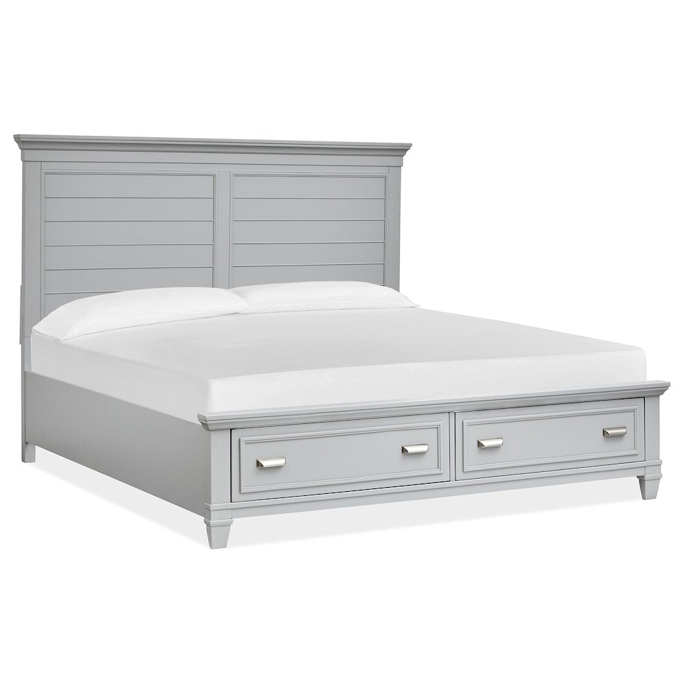 Charleston Harbor Gray California King Grey Panel Storage Bed