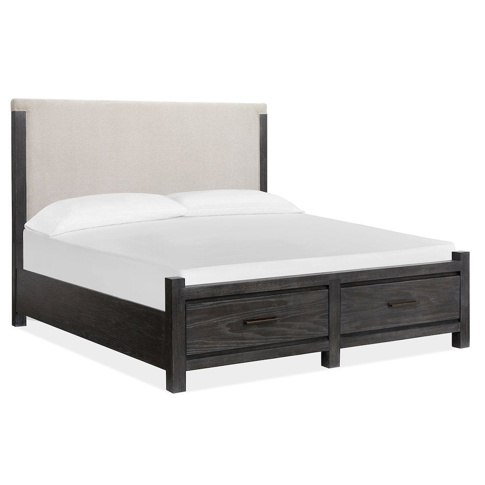Plum Creek Ravenwood Black California King Upholstered Panel Storage Bed