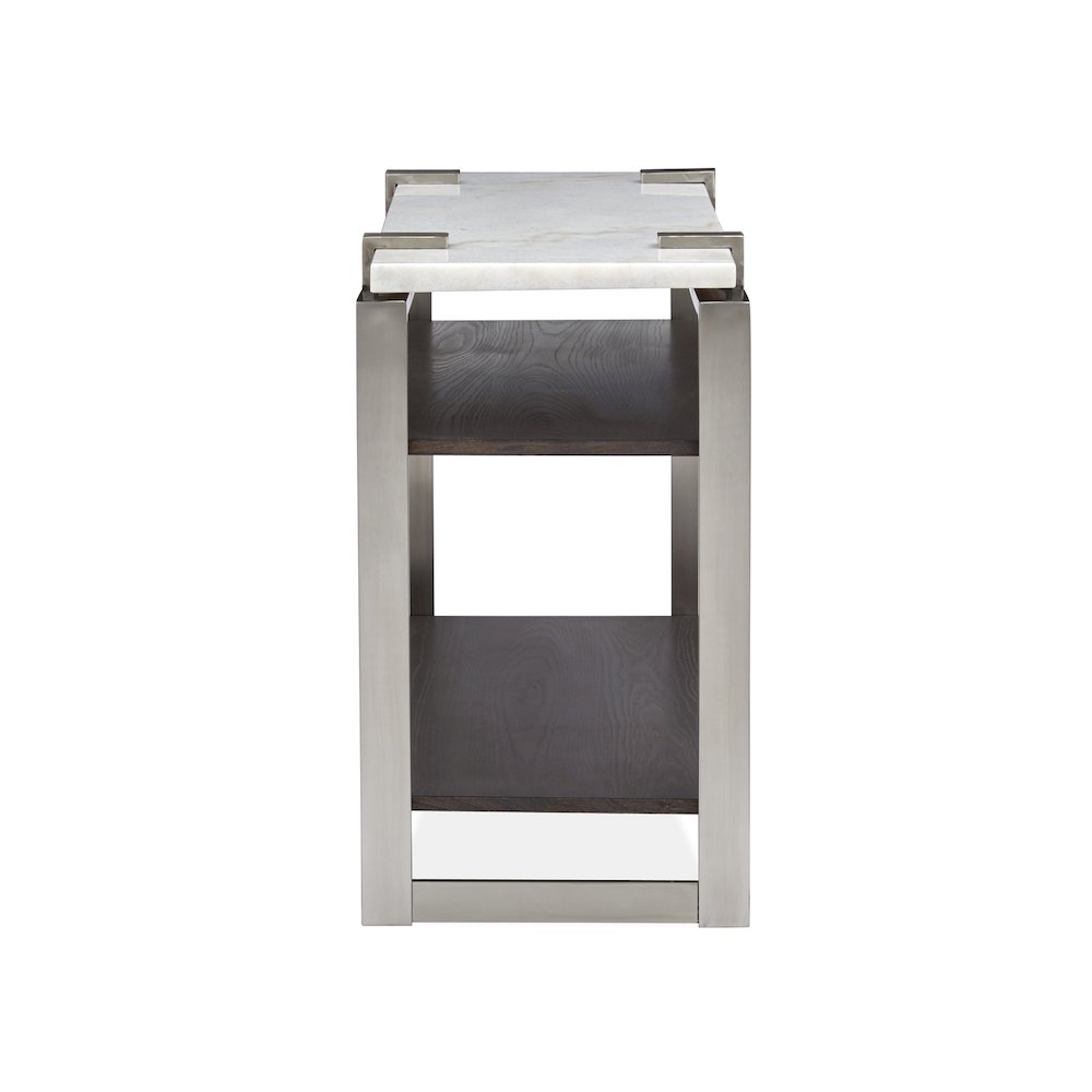 Pearl White And Roasted Almond And Brushed Platinum Rectangular Sofa Table