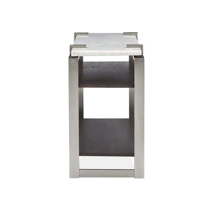 Pearl White And Roasted Almond And Brushed Platinum Rectangular Sofa Table