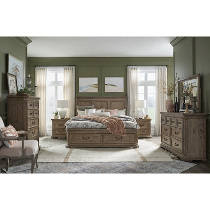 Adler Court Florentine Walnut Queen Panel Storage Bed