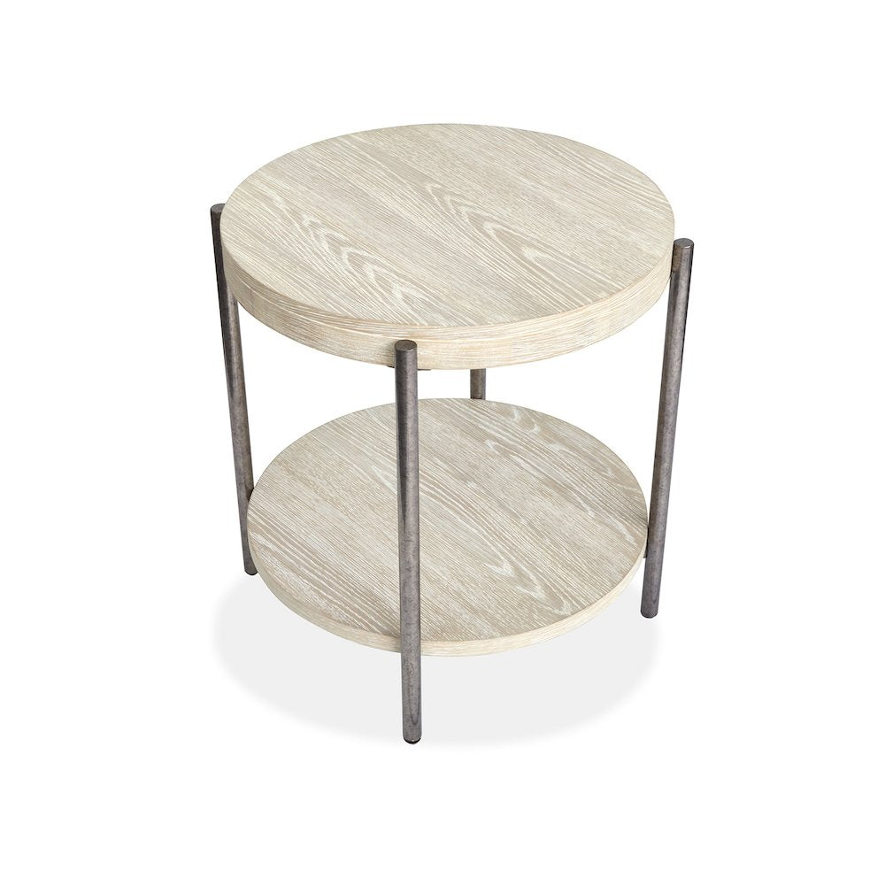 Jennings Edgecomb Grey And Weathered Antique Nickel Round End Table
