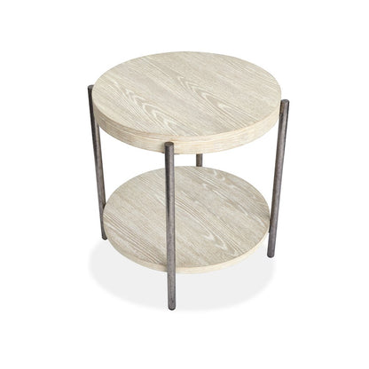 Jennings Edgecomb Grey And Weathered Antique Nickel Round End Table