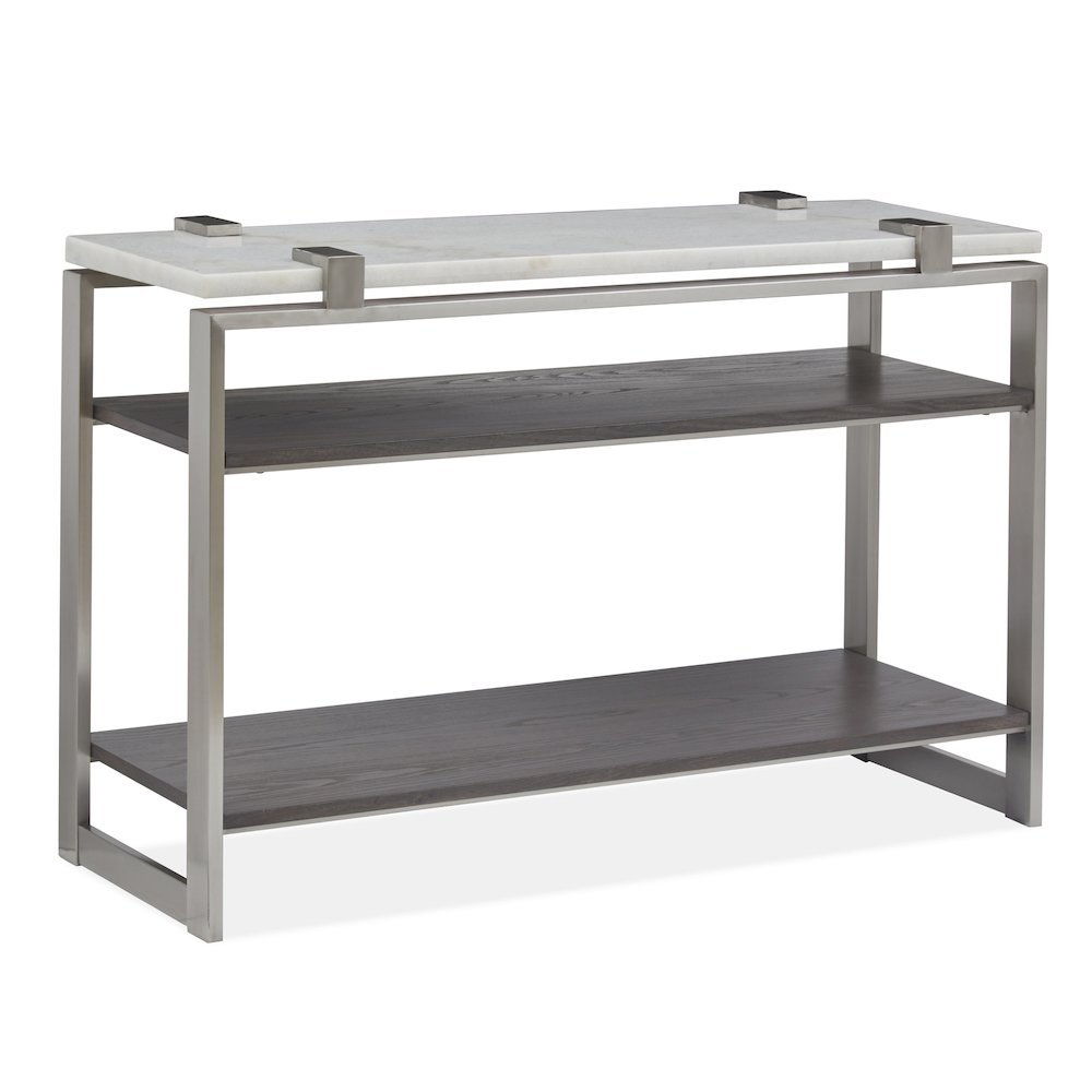 Pearl White And Roasted Almond And Brushed Platinum Rectangular Sofa Table