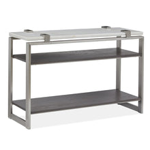 Pearl White And Roasted Almond And Brushed Platinum Rectangular Sofa Table