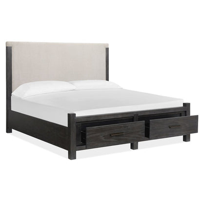 Plum Creek Ravenwood Black Queen Upholstered Panel Storage Bed