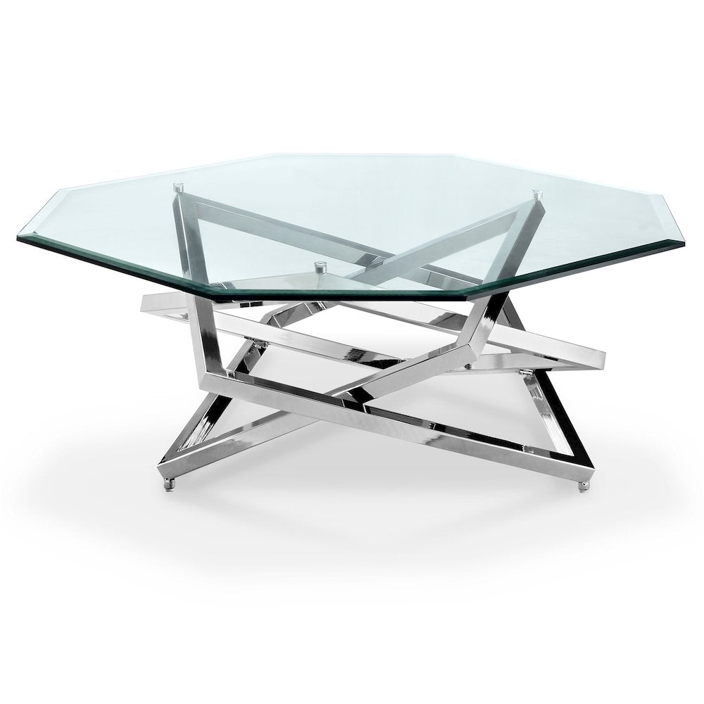 Lenox Square Chrome Octagonal Cocktail Table