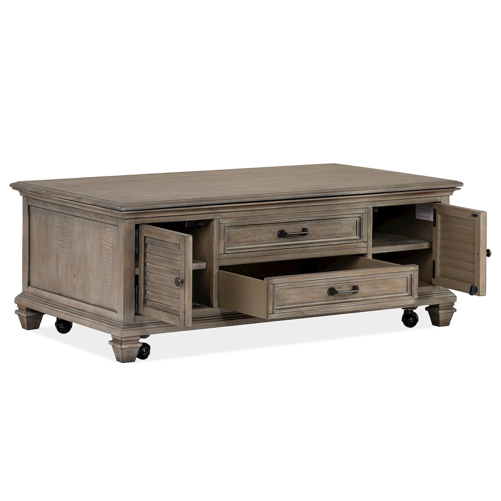 Lancaster Dovetail Grey Lift Top Storage Cocktail Table With Casters