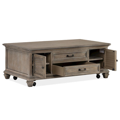 Lancaster Dovetail Grey Lift Top Storage Cocktail Table With Casters