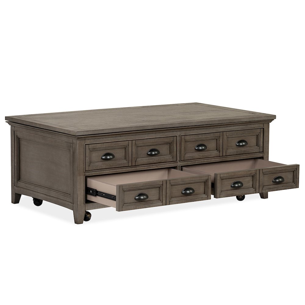 Paxton Place Dovetail Grey Lift Top Storage Cocktail Table With Casters