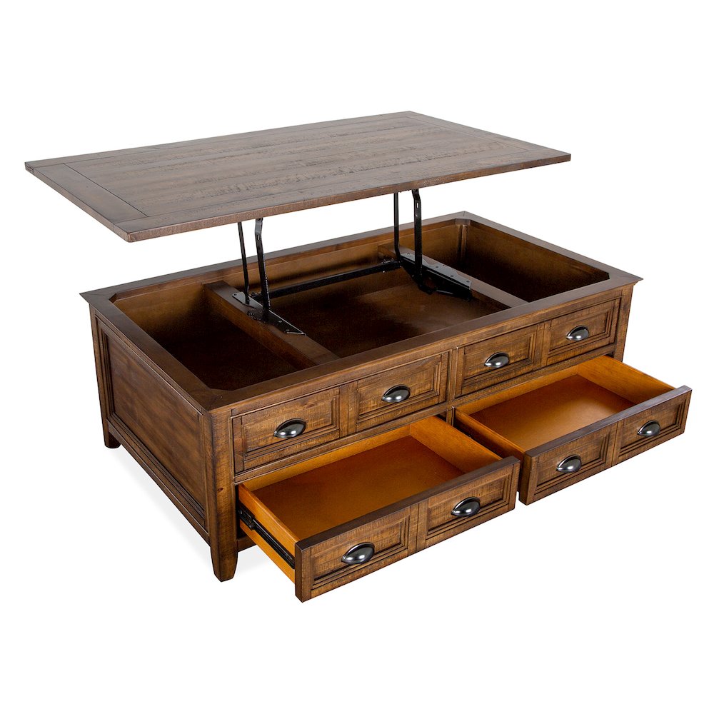 Bay Creek Toasted Nutmeg Lift Top Storage Cocktail Table With Casters
